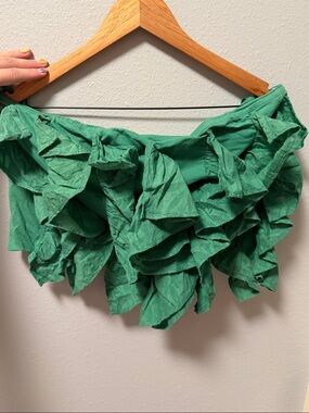 Anthropologie Textured Green Smocked Top